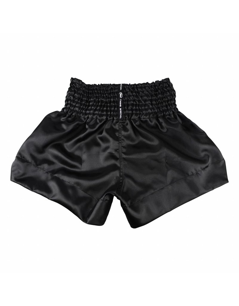 TTE001 TWINS KICKBOKSSHORT ZWART SATIJN EFFEN