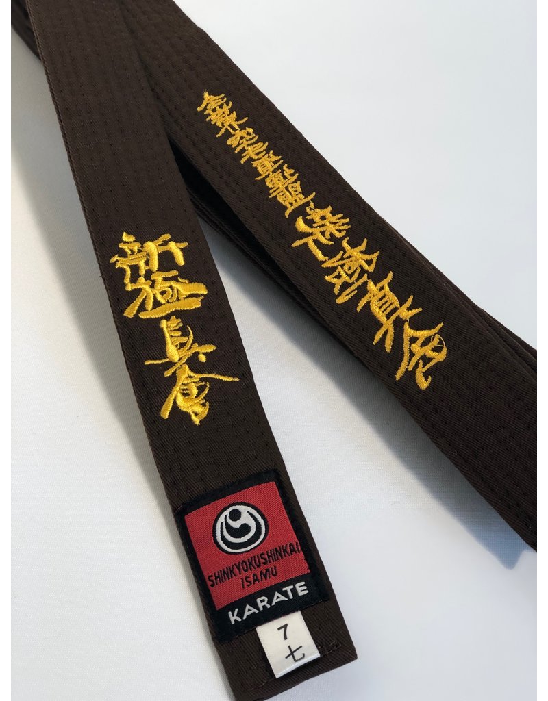 ISAMU Gekleurde Shin Kyokushin Kyu Band Met Shinkyokushin Kanji