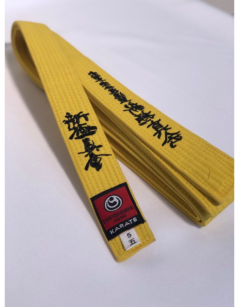 ISAMU Colored Shin Kyokushin Kyu Belt With Shinkyokushin Kanji