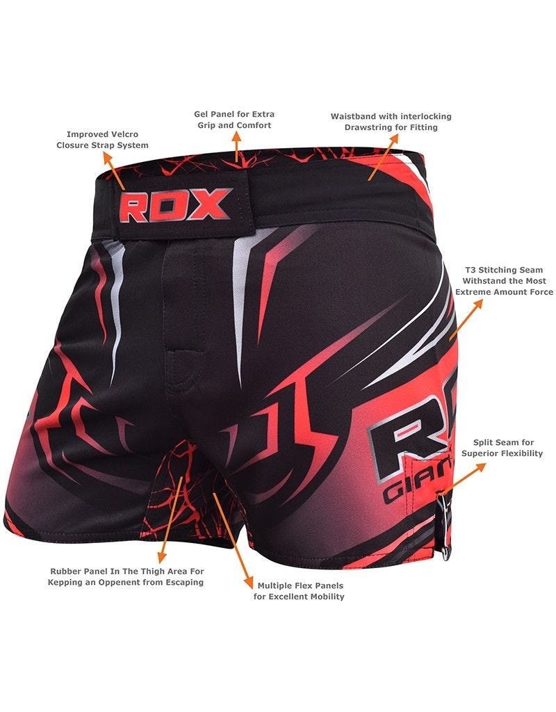 RDX SPORTS RDX R8 MMA Shorts Black/Red