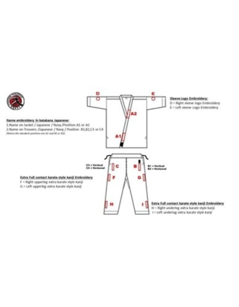 ISAMU 4 Different Kyokushin Kanji and Kanku Embroideries