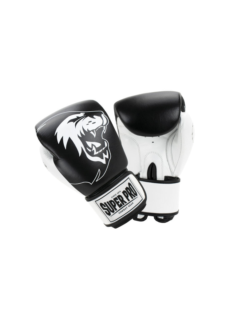 Super Pro Super Pro Combat Gear Undisputed Punching Bag Gloves Leather Black / White