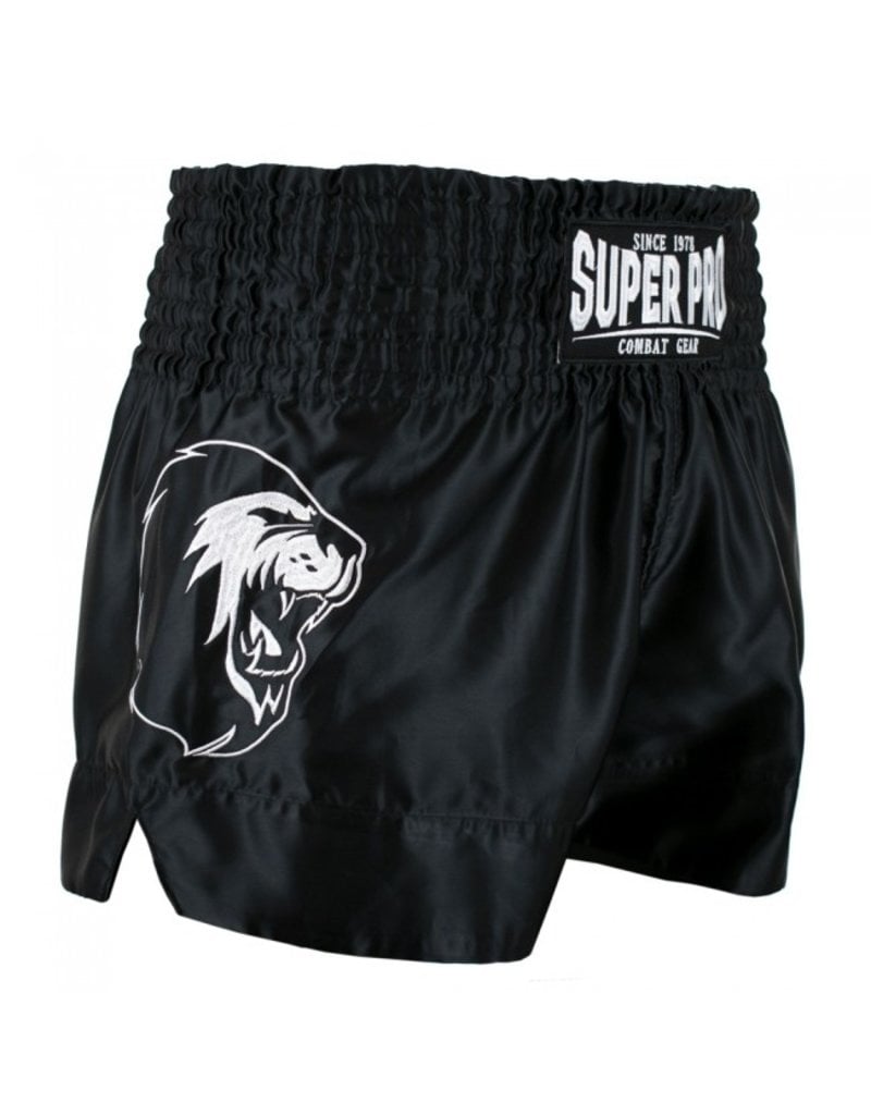 Super Pro Combat Gear Thai and Kickboxing Shorts Hero Black / White