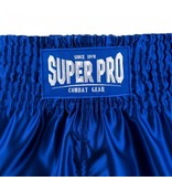 Super Pro Super Pro Combat Gear Thai and Kickboxing Shorts Hero Blue/White