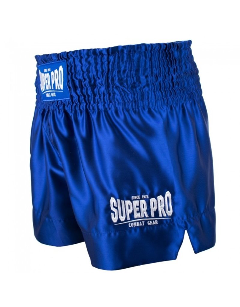 Super Pro Super Pro Combat Gear Thai and Kickboxing Shorts Hero Blue/White