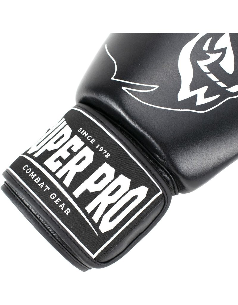 Super Pro Super Pro Combat Gear Warrior Leather (kick)boxing gloves Black/White