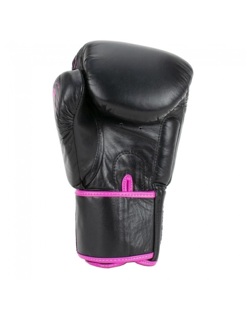 Warrior KYOKUSHINWORLDSHOP Combat Pro Super Black/Pink Gear Leather (kick)boxing gloves -