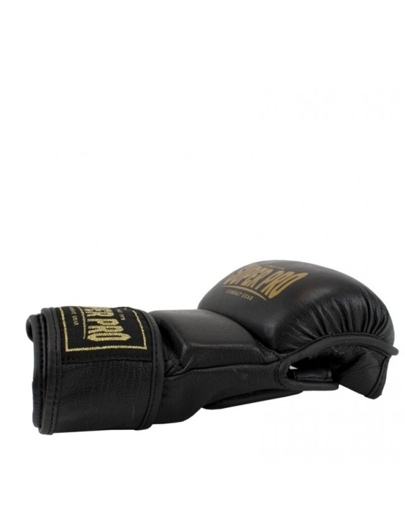 Super Pro Super Pro Combat Gear MMA Shooter Gloves Leather Black/Gold