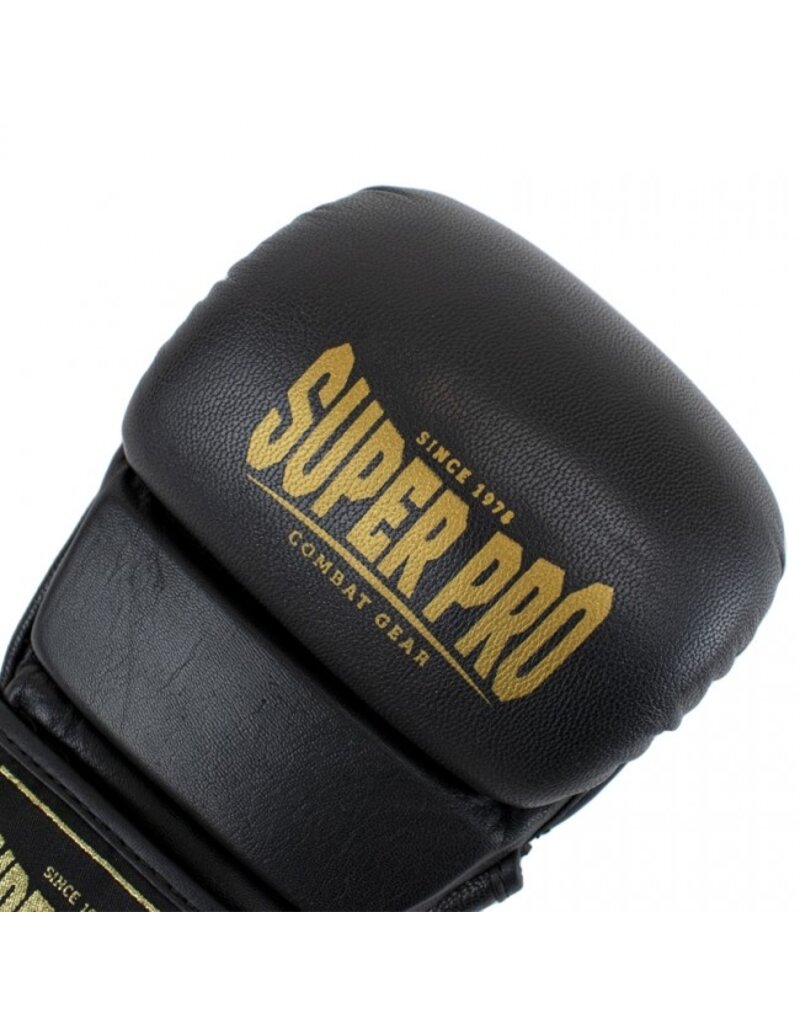 Super Pro Super Pro Combat Gear MMA Shooter Handschoenen Leder Zwart/Goud