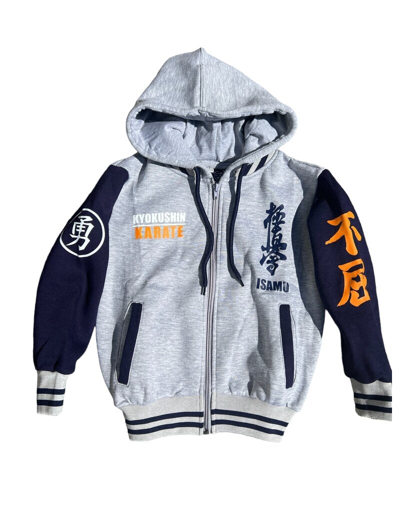 ISAMU 勇ISAMU Kids Kyokushin Karate Baseball Hoodie with zipper