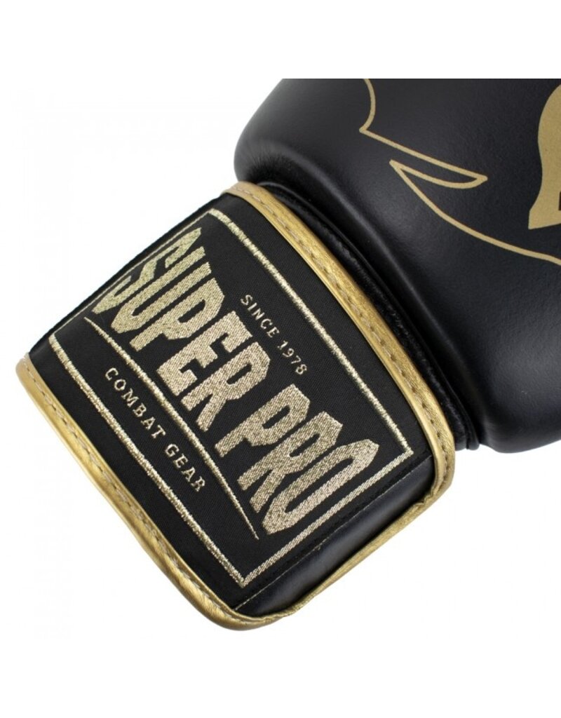 Super Pro Combat KYOKUSHINWORLDSHOP (kick)boxing gloves Gear - Leather Black/Gold Warrior