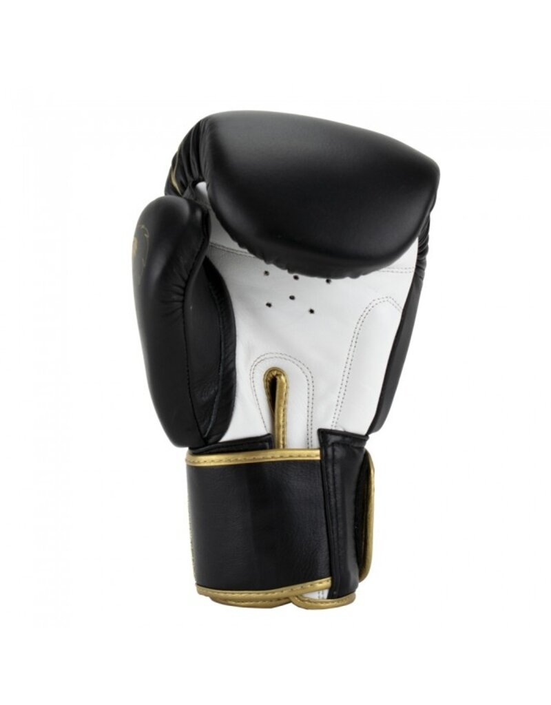 Super Pro Combat Gear KYOKUSHINWORLDSHOP Warrior gloves Black/Gold Leather (kick)boxing 