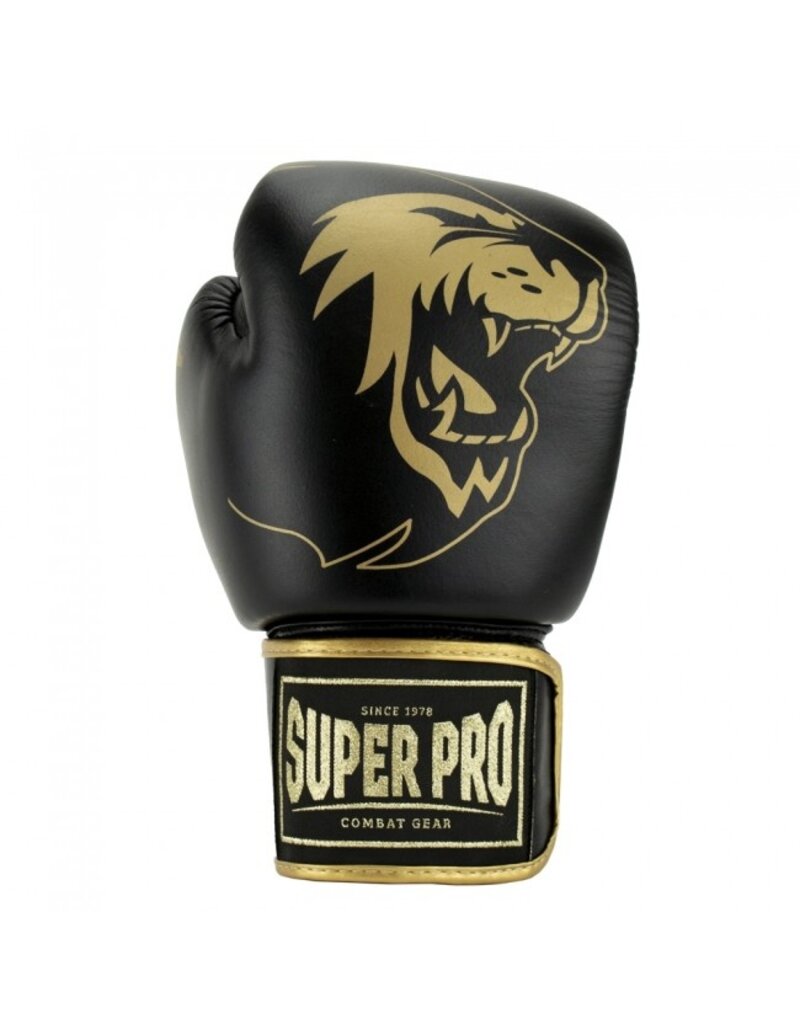 Combat Warrior Black/Gold - Pro (kick)boxing KYOKUSHINWORLDSHOP Leather Gear Super gloves