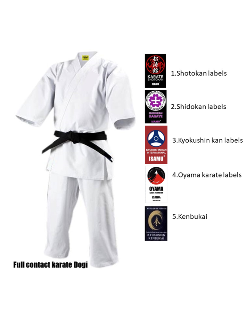 ISAMU Full Contact Karate Dogi – Premium White Karate Gi for Full-Contact and Kyokushin Training, Customizable with Kanji and Labels