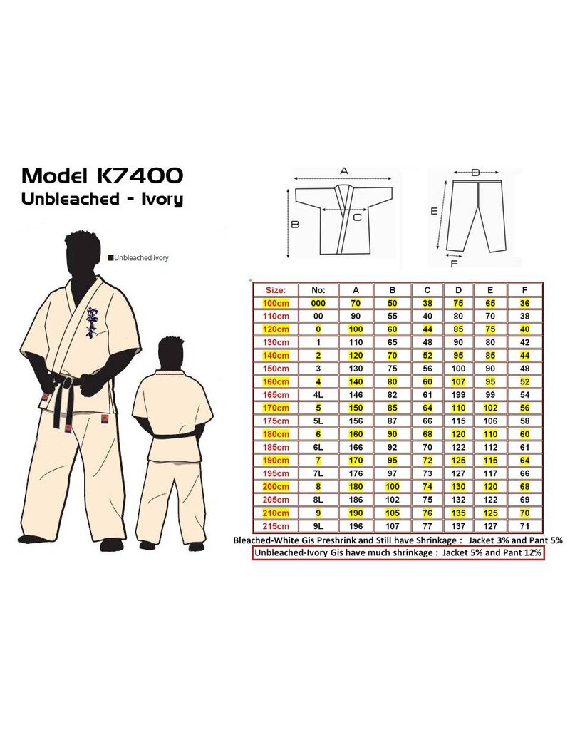 ISAMU  SALE MODEL 勇SHINKYOKUSHINKAI Ongebleekte Gi