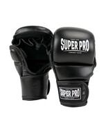 Super Pro Super Pro Combat Gear MMA Shooter Gloves Leather Black