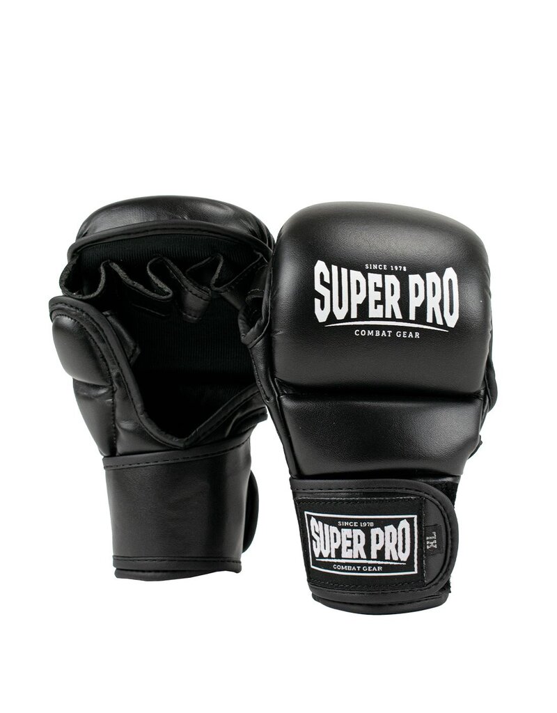 Super Pro Super Pro Combat Gear MMA Shooter Gloves Leather Black
