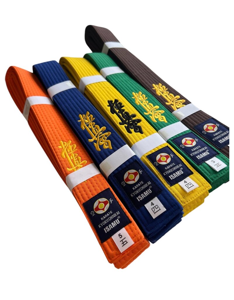 ISAMU Kyokushinkai Kyu Belt with Kanji Embroidery