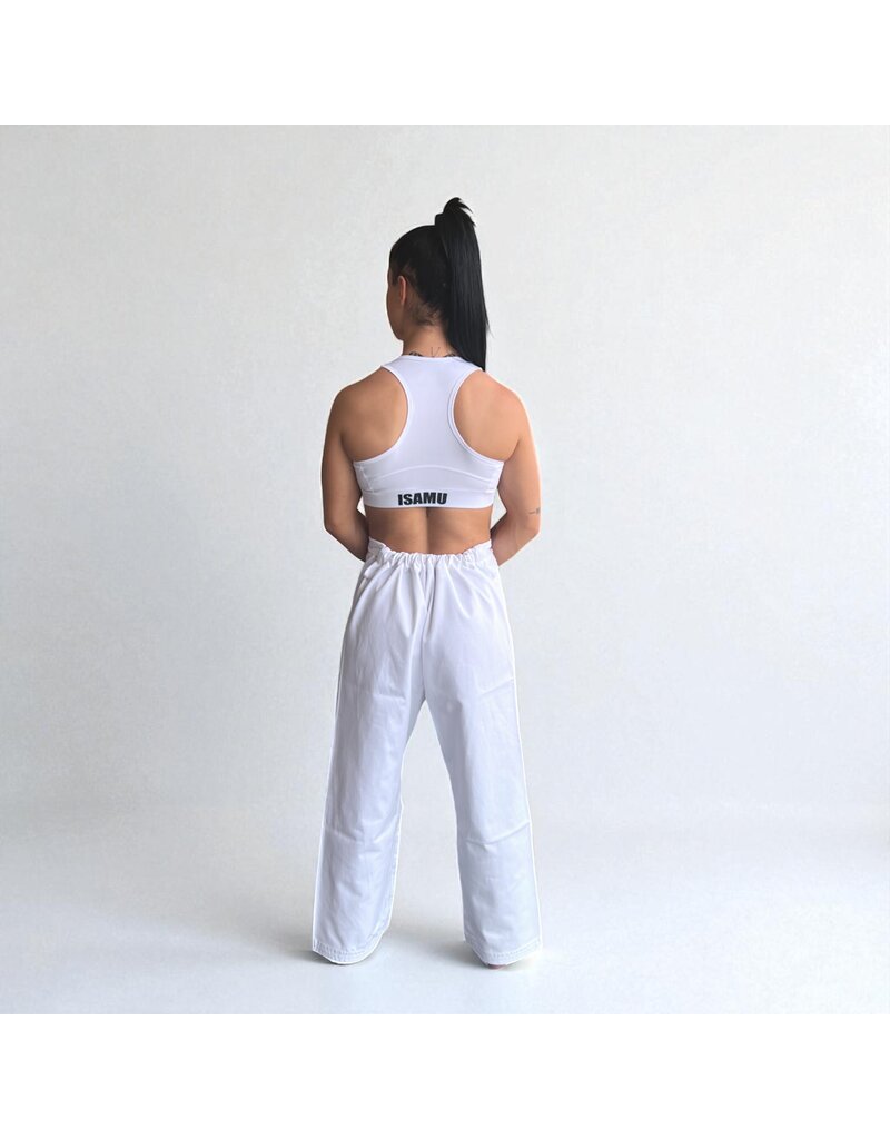 ISAMU Kyokushin Dames Top – Wit met Kyokushin Kanji en Kanku