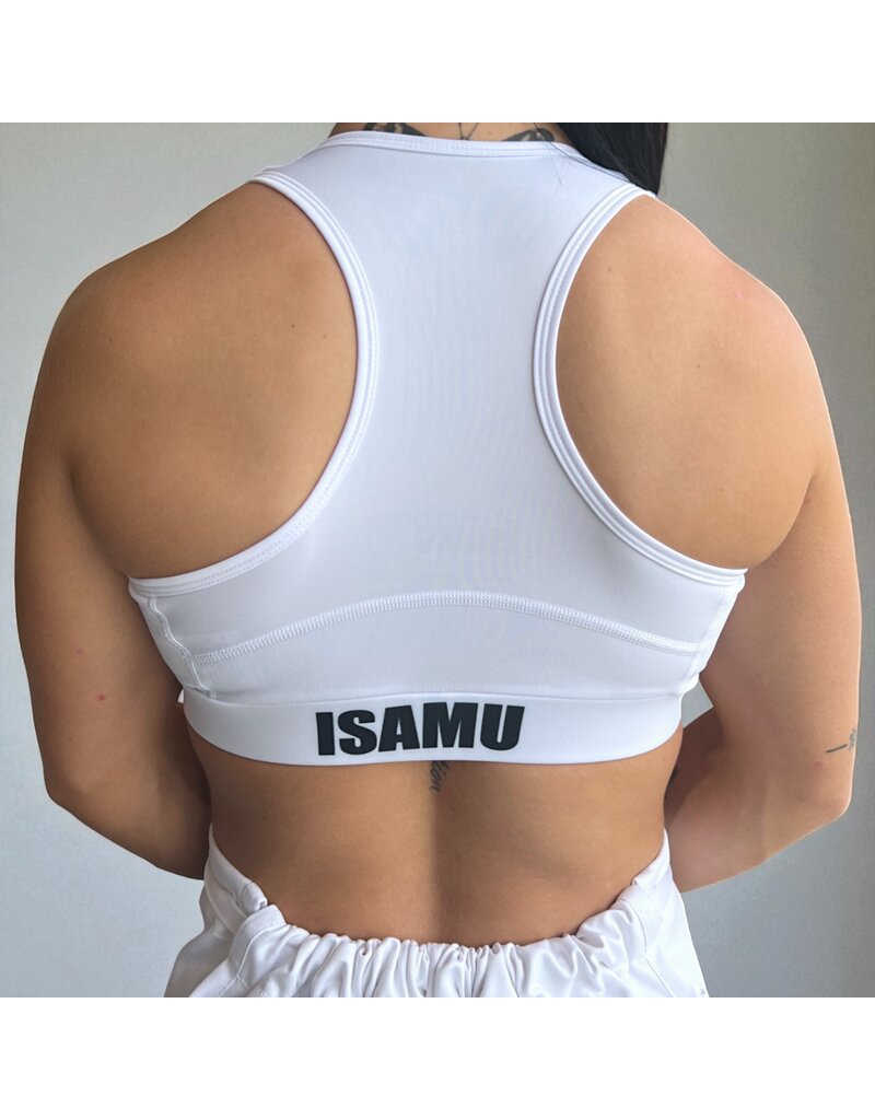 ISAMU Kyokushin Dames Top – Wit met Kyokushin Kanji en Kanku