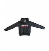 ISAMU Kyokushin Kanji XL Hoodie voor Kinderen – Zwarte Hoodie met Grote Kanji, ISAMU Borduring en Kanku Rits