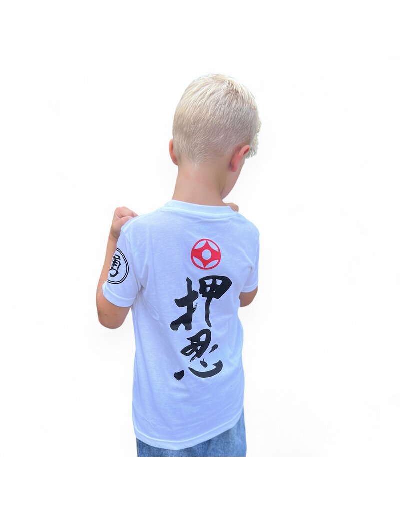 ISAMU Osu Kyokushin Kanji T-shirt Kids Wit – Lichtgewicht Karate T-shirt voor Kinderen