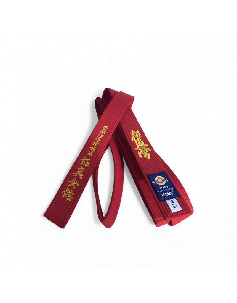 ISAMU Kyokushinkai colored Kyu belt with kanji embroidery – IKO Kanji