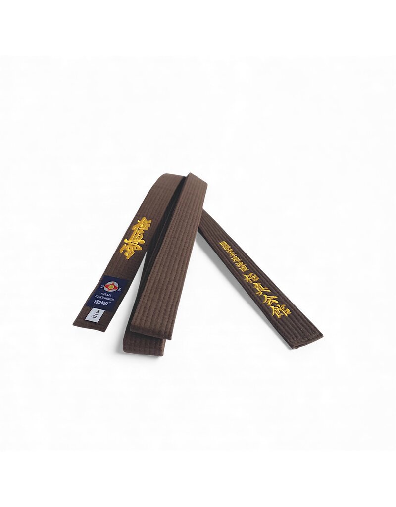 ISAMU Kyokushinkai colored Kyu belt with kanji embroidery – IKO Kanji