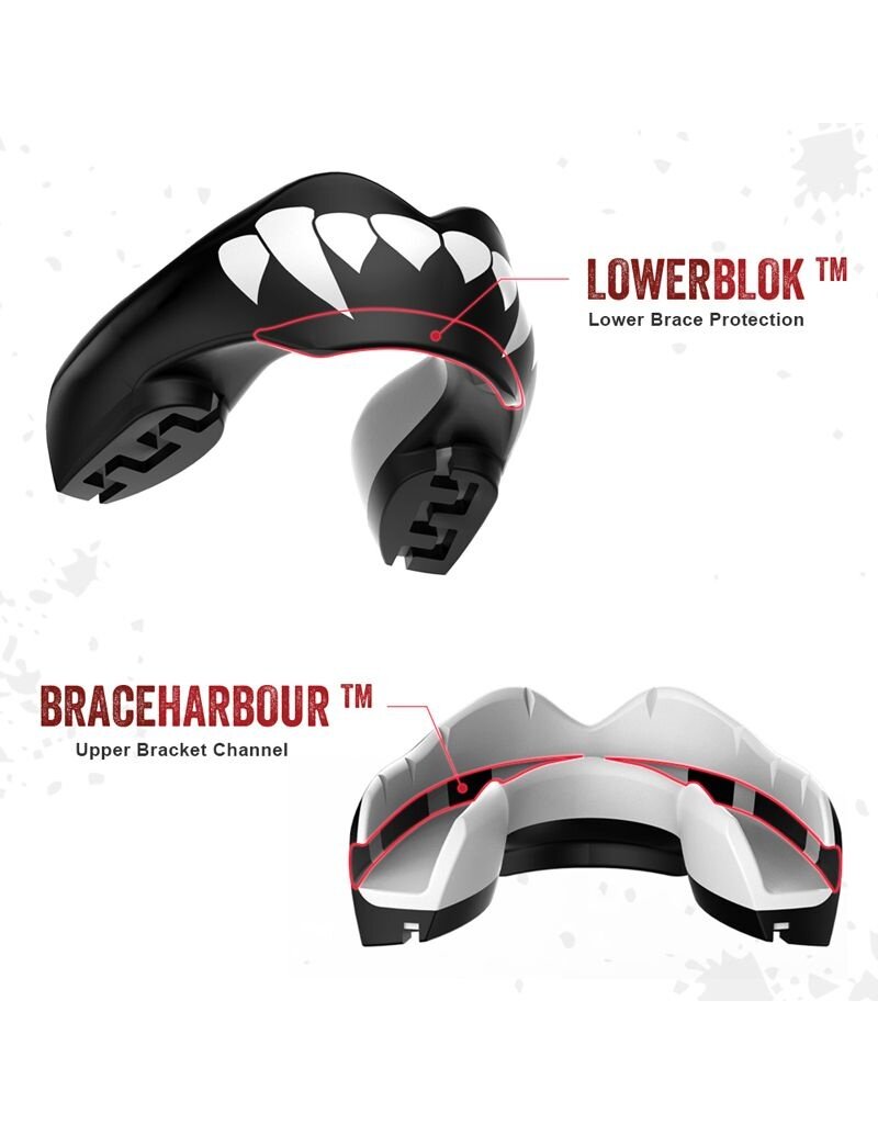 Safejawz Dracula Black/White Mouthguard for Braces