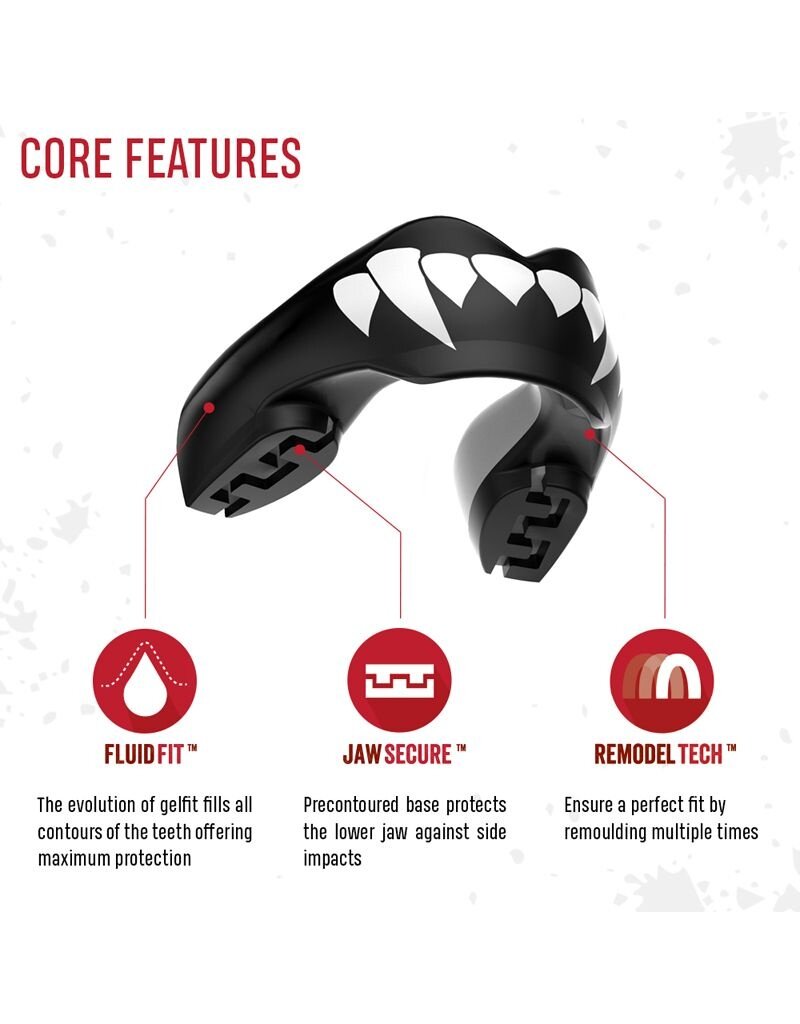 Safejawz Dracula Black/White Mouthguard for Braces