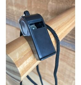 Black Referee Whistle with Lanyard