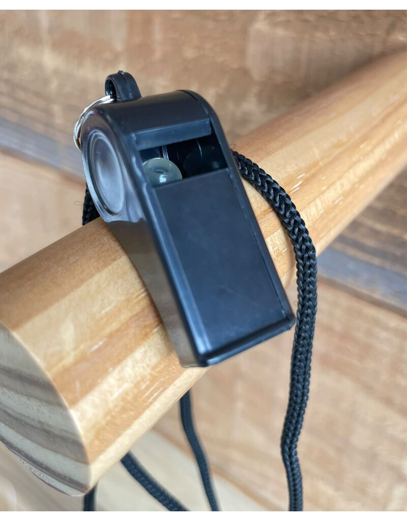 Black Referee Whistle with Lanyard