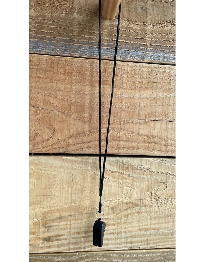 Black Referee Whistle with Lanyard