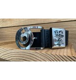 Handcrafted  Belt Shinkyokushin -Buffalo Leather – Kanku Buckle and Kanji-Engraved Keeper - Copy