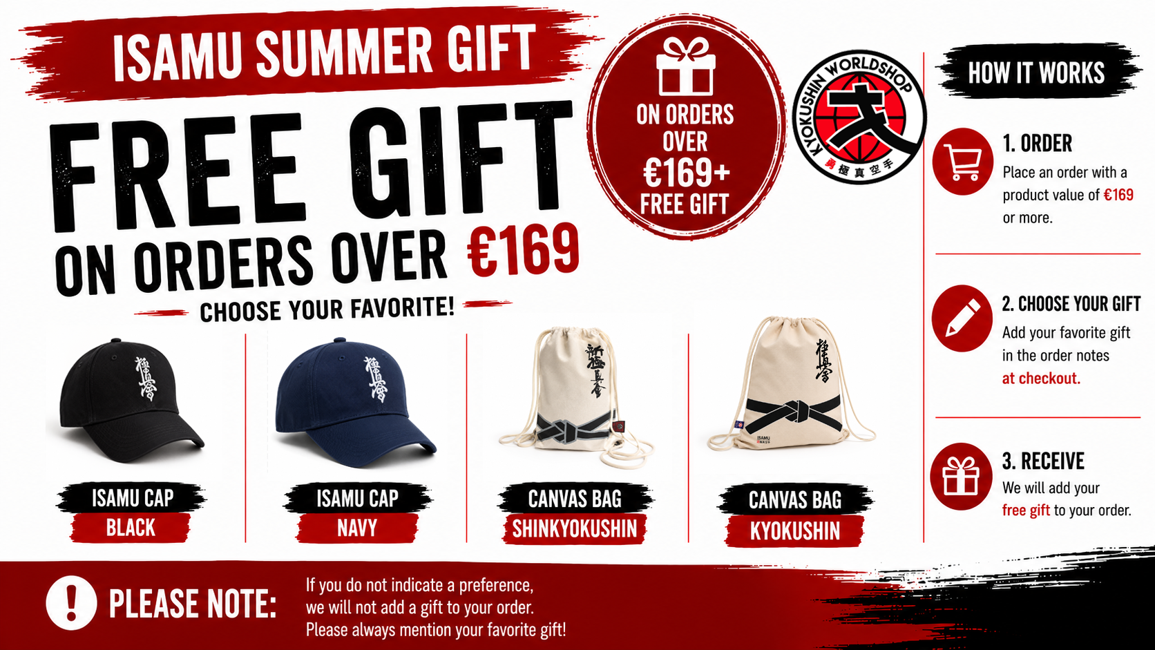 Choose a free ISAMU Summer Gift on orders from €169