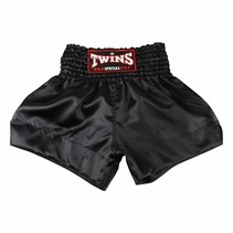 TTE001 TWINS KICKBOKSSHORT ZWART SATIJN