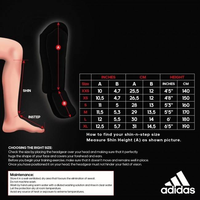 adidas shin guard sizing