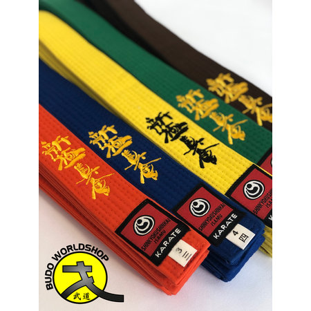 ISAMU ISAMU Gekleurde Shin Kyokushin Kyu Band Met Shinkyokushin Kanji