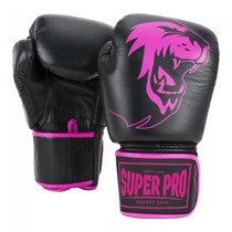 Super Pro Combat Gear Warrior Lederen (kick)bokshandschoenen Zwart/Roze