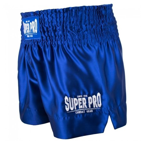 Super Pro Super Pro Combat Gear Thai and Kickboxing Shorts Hero Blue/White