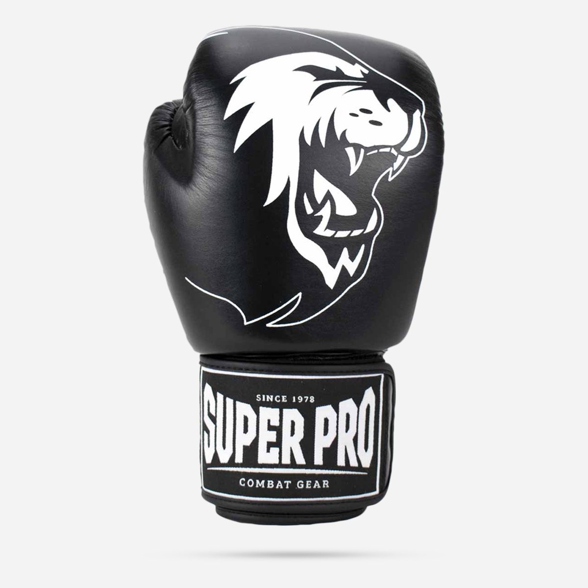 Super Pro Combat Gear Warrior Leather (kick)boxing gloves Black/White |  Budoworldshop