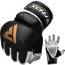 RDX Sports T2 Leather MMA Gloves - Gold / Black