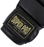 Super Pro Super Pro Combat Gear MMA Shooter Gloves Leather Black/Gold