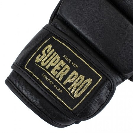 Super Pro Super Pro Combat Gear MMA Shooter Gloves Leather Black/Gold