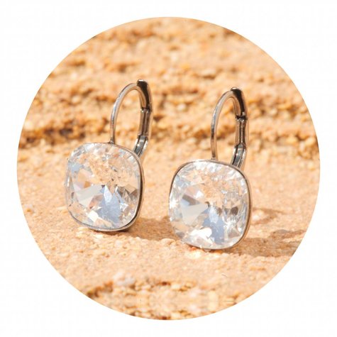 Silberner Ohrring CUSHION Crystal