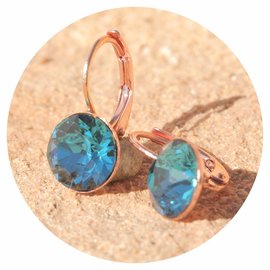 Goldener Ohrring CHATON cut indicolite