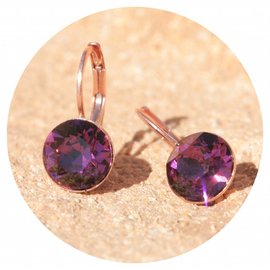 Goldener Ohrring CHATON cut amethyst