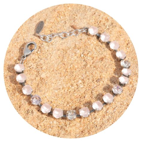 Silbernes Armband TENNIS vintage rose matt mix