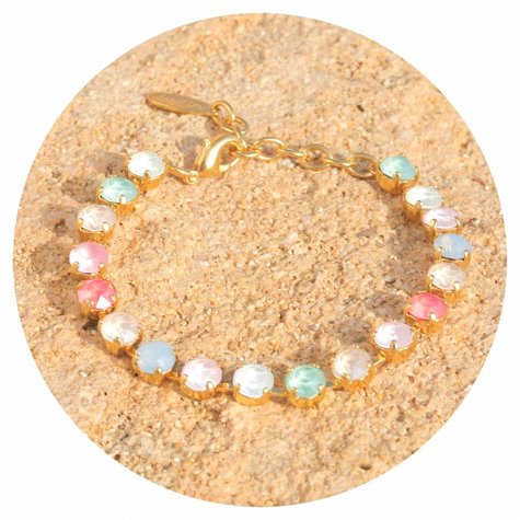 Goldenes. Armband TENNIS puder bunt mix