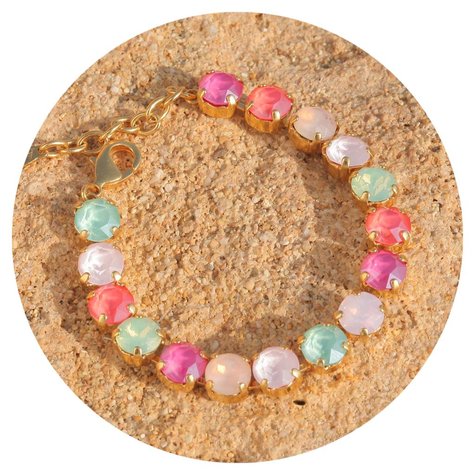 Goldenes Armband TENNIS puder bunt mix